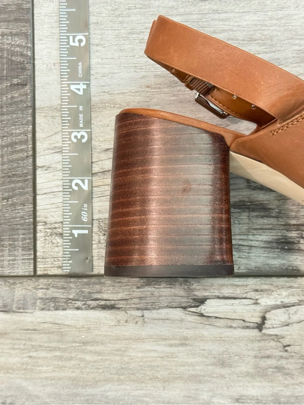 Ralph Lauren Tan Leather Block Heel Sandals